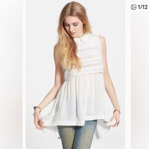Free People Twice As Nice Twofer Gauzy High Low Tunic .Size M